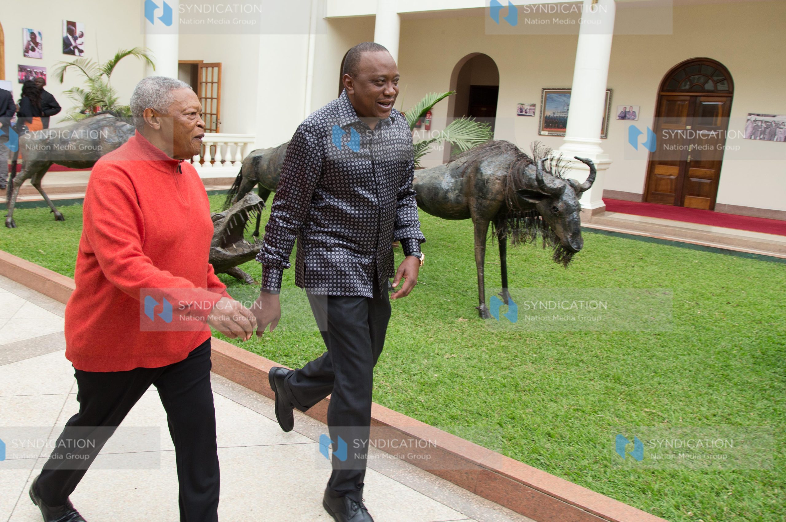 President Uhuru Kenyatta with legendary jazz musician Hugh Masekela