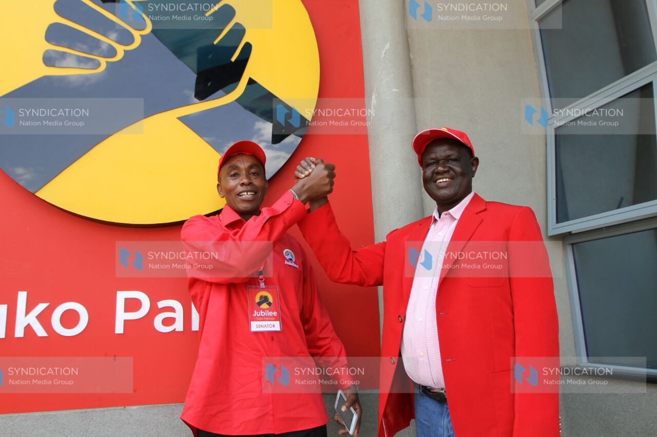 Kiambu senator Kimani Wamatangi with Alliance Party of Kenya (APK) leader Kiraitu Murungi