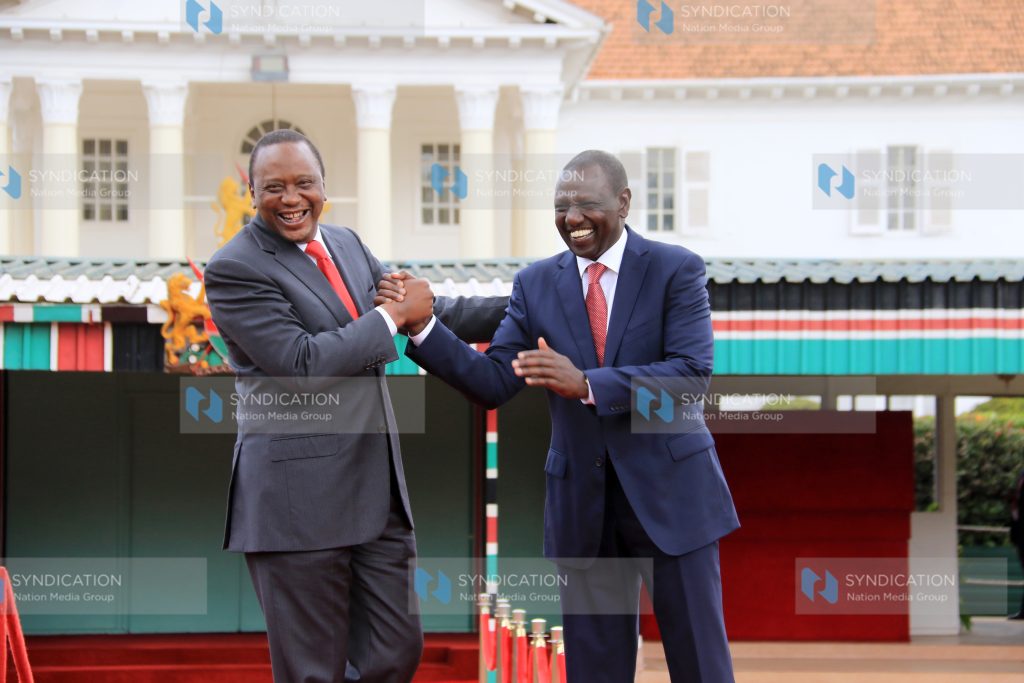 Jubilant President Uhuru Kenyatta, and his Deputy William Ruto