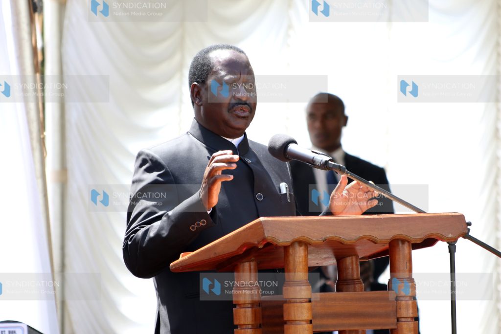 CORD leader Raila Odinga addresses a gathering