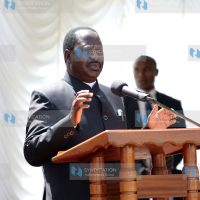 CORD leader Raila Odinga addresses a gathering