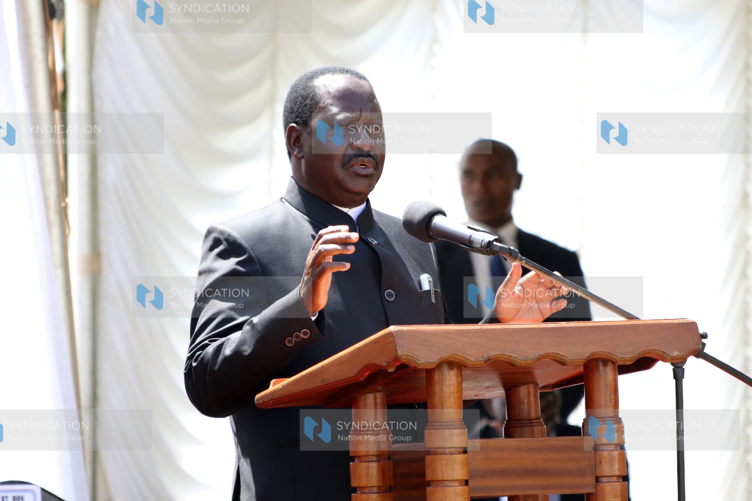 CORD leader Raila Odinga addresses a gathering