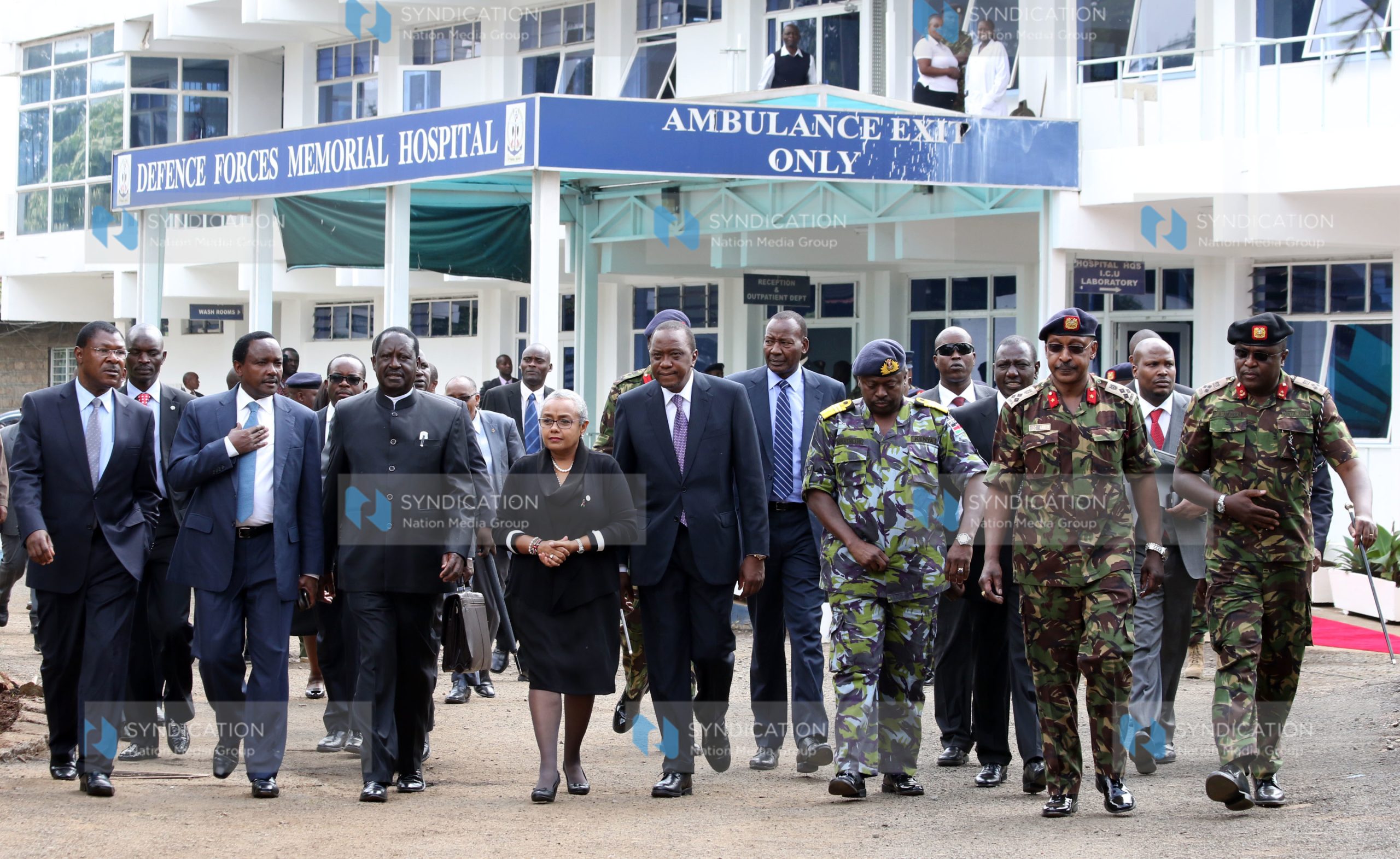 President Uhuru Kenyatta accompanied by his deputy William Ruto