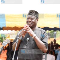 ODM Party leader Raila Odinga addressing mourners at Isecha village