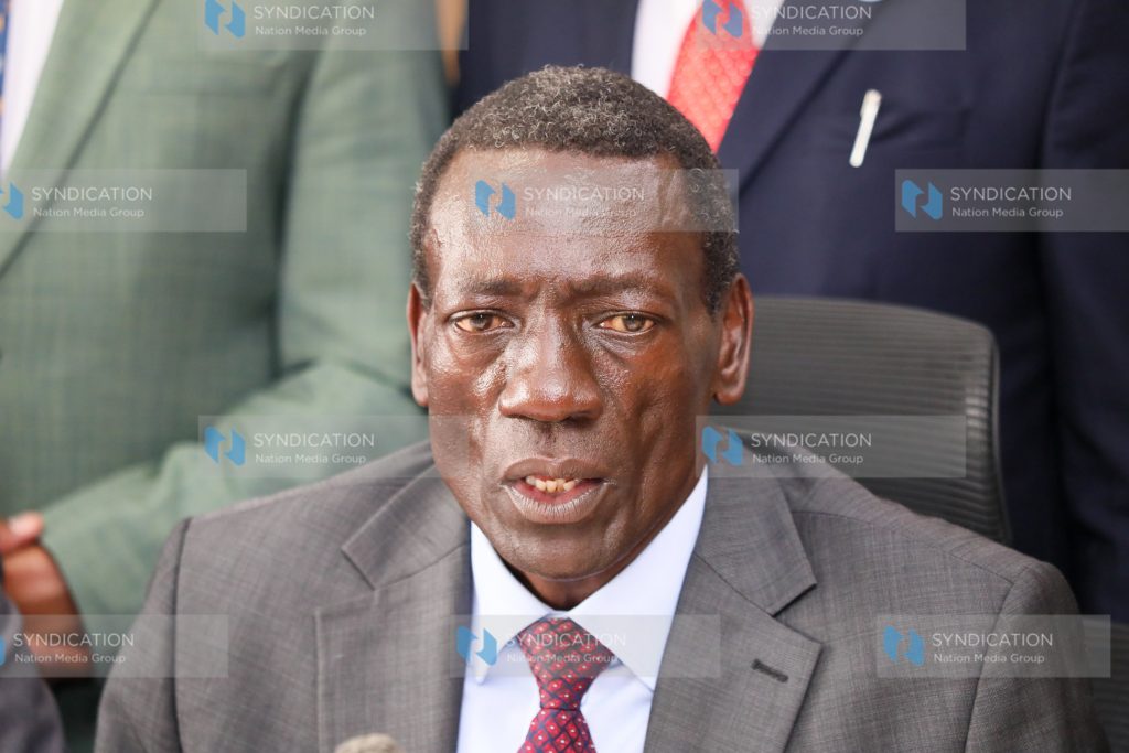 (KNUT) Secretary General Collins Oyuu addressing journalists