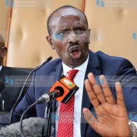 [KNUT] Secretary General Wilson Sossion [R] addressing the press