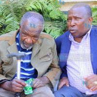 Nominated MP Maina Kamanda (right) when he paid Joseph Kamaru