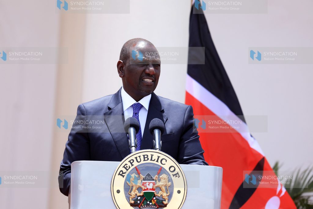 President William Ruto addressing the media