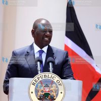 President William Ruto addressing the media