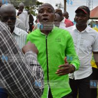 Boni Khalwale is congratulated by residents of Kakamega