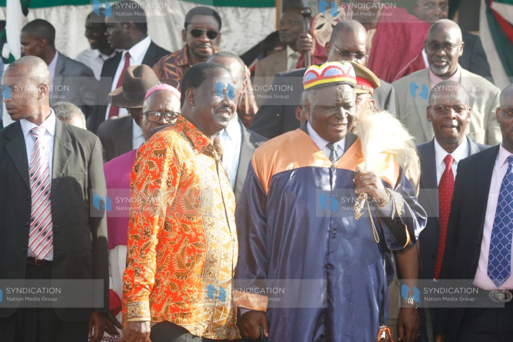 Prime minister Raila Odinga after being installed as a Luo elder
