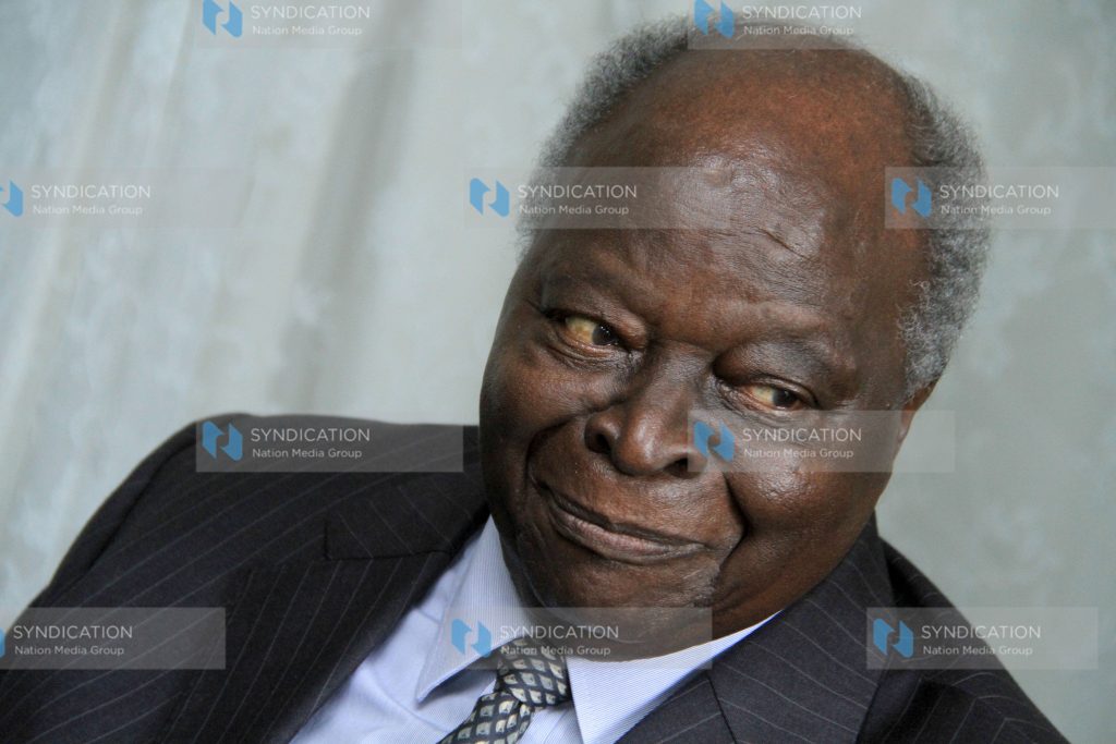 Mwai Kibaki where he went to console Mama Edith Matiba