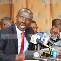 Secretary General Wilson Sossion addressing the media