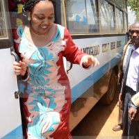 Anne Waiguru plants a commemorative tree at Kiamugumo Girls High School