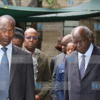 Former President Mwai Kibaki (Right) leave Lee Funeral Home