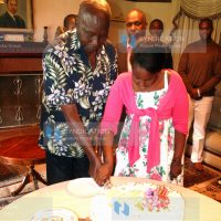Former President Daniel arap Moi cuts a cake to mark his 86th birthday
