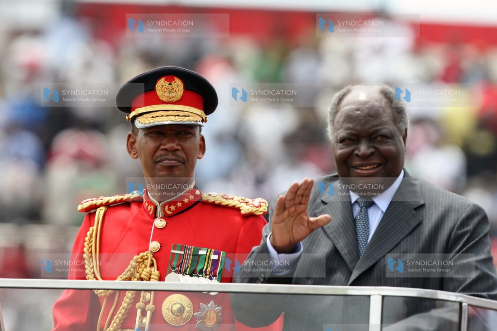 President Mwai Kibaki on arrival at Nyayo Stadium