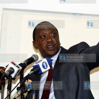 Minister for Finance Uhuru Kenyatta addresses members of the Kalenjin community