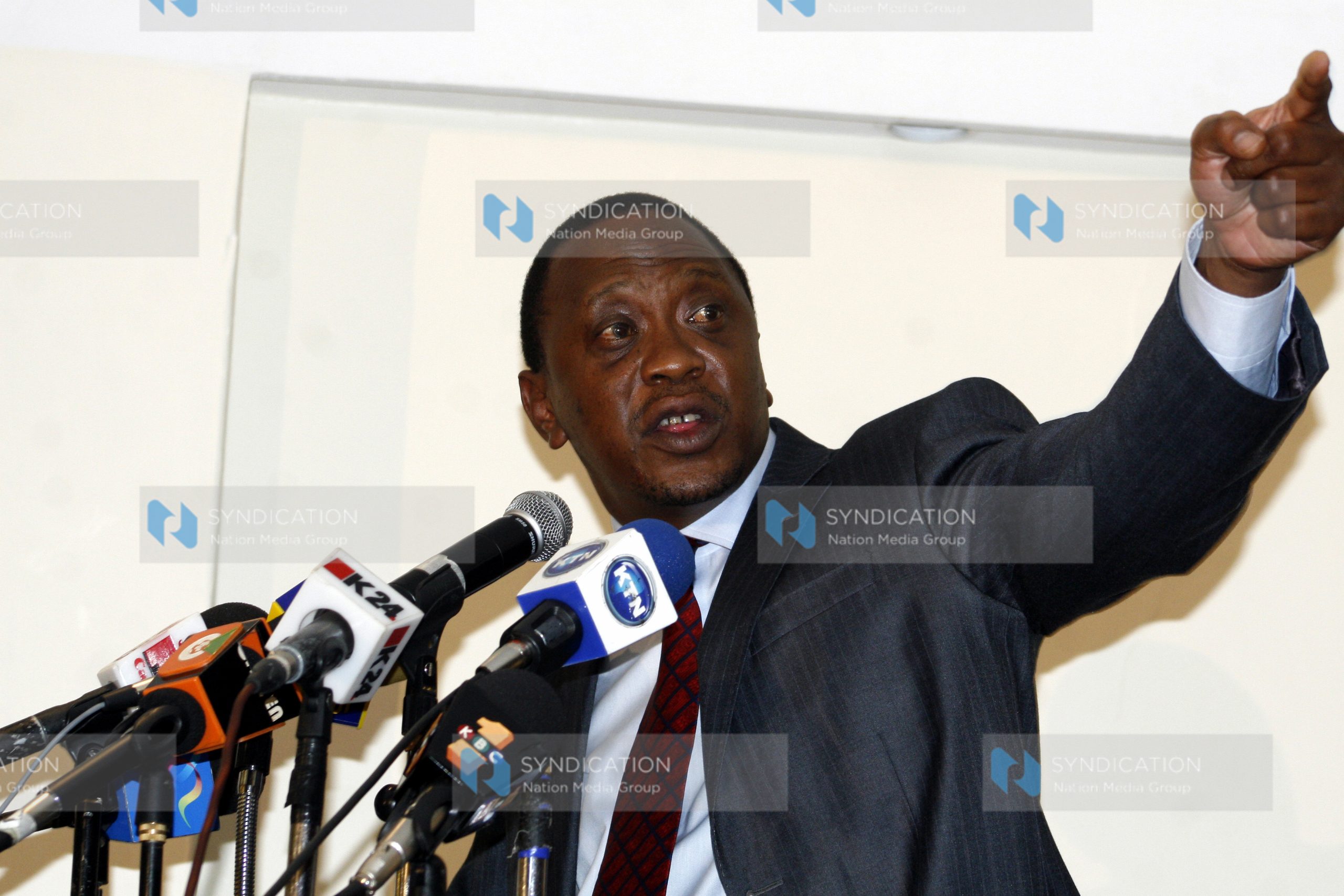 Minister for Finance Uhuru Kenyatta addresses members of the Kalenjin community