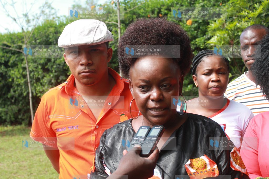April 19,2017 .Mbita MP Millie Odhiambo addresses journalists