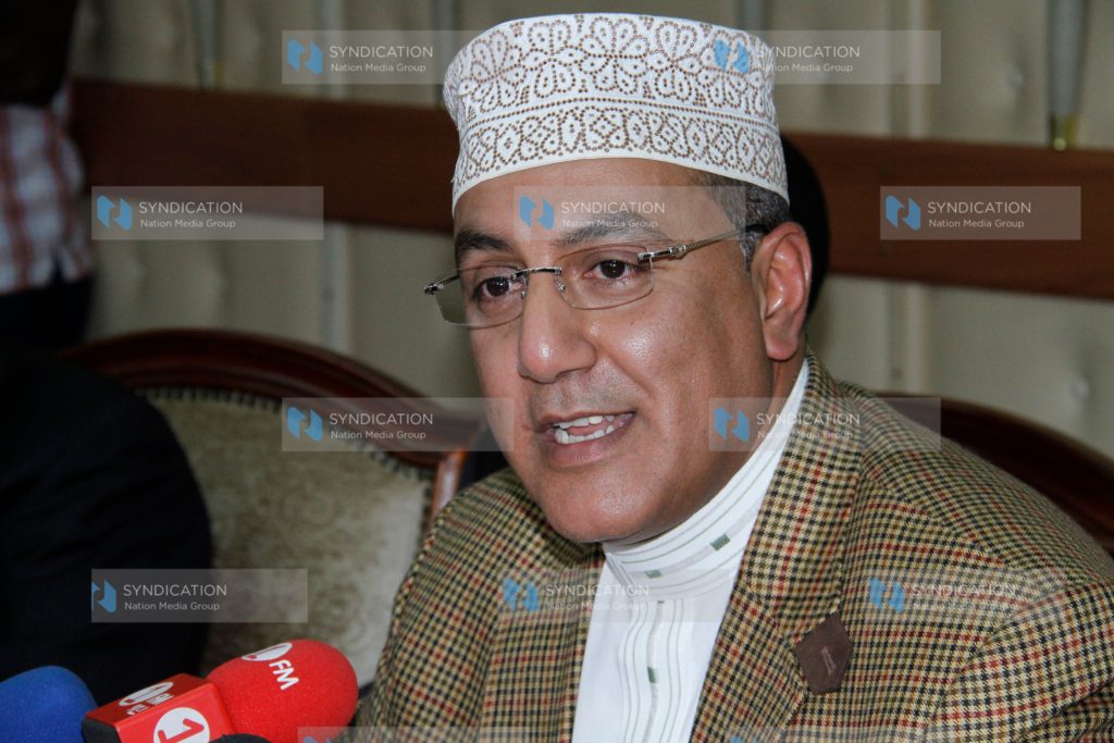 Mining Cabinet Secretary Najib Balala address the media