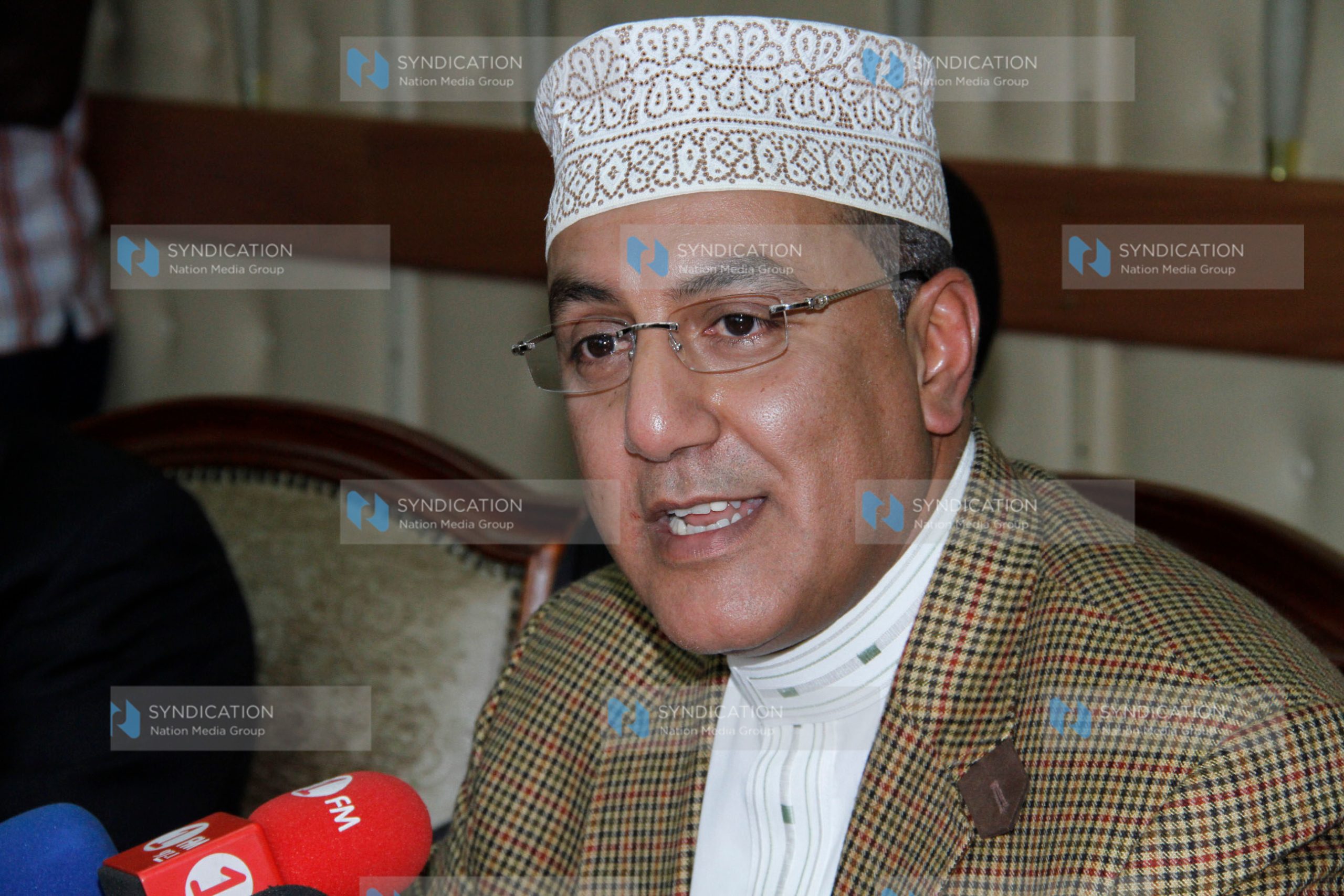 Mining Cabinet Secretary Najib Balala address the media