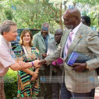 Former President Daniel arap Moi is introduced to Rev. John Bomhal