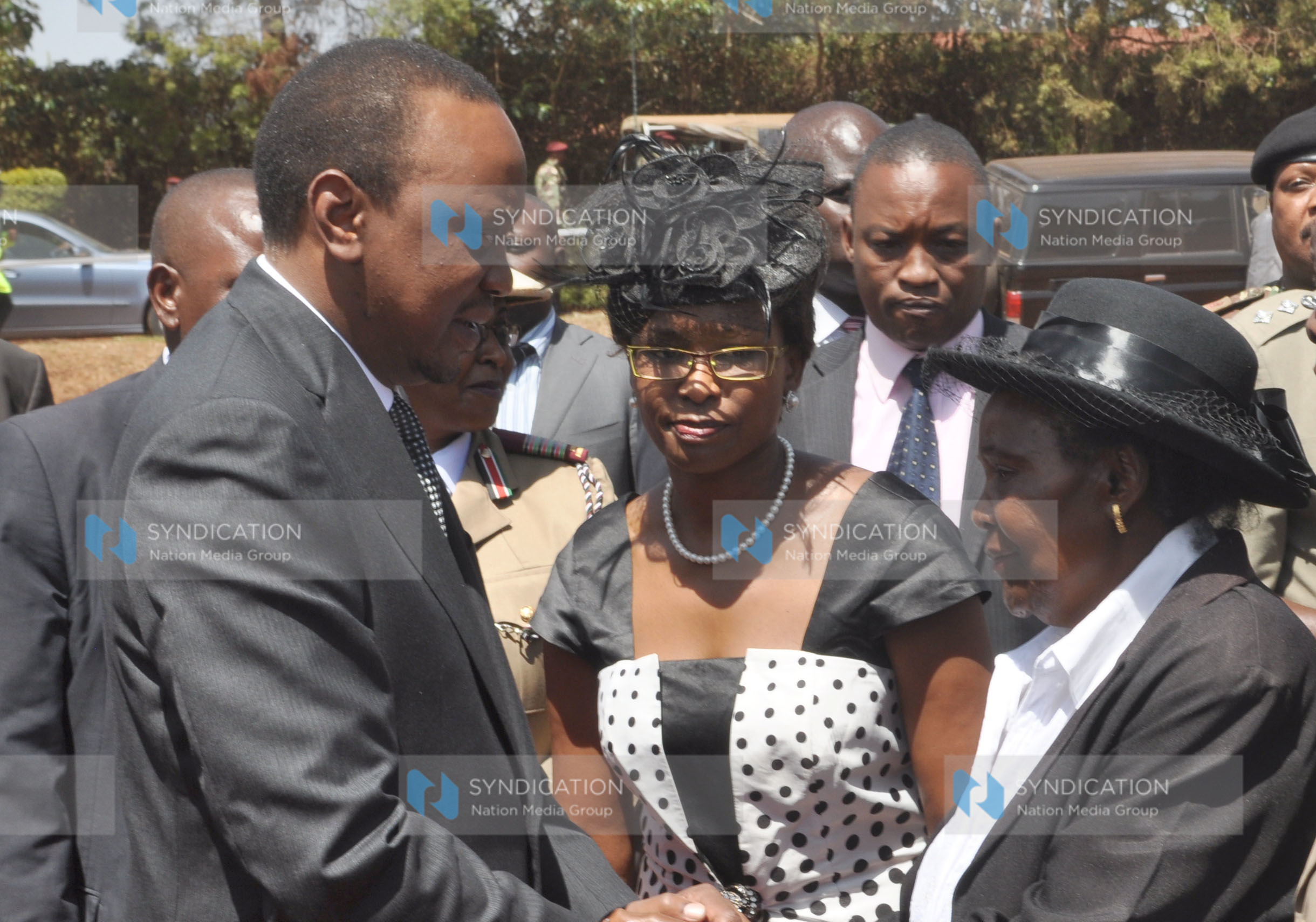 President Uhuru Kenyatta (left) condoles widow of the late Kabete MP George Muchai