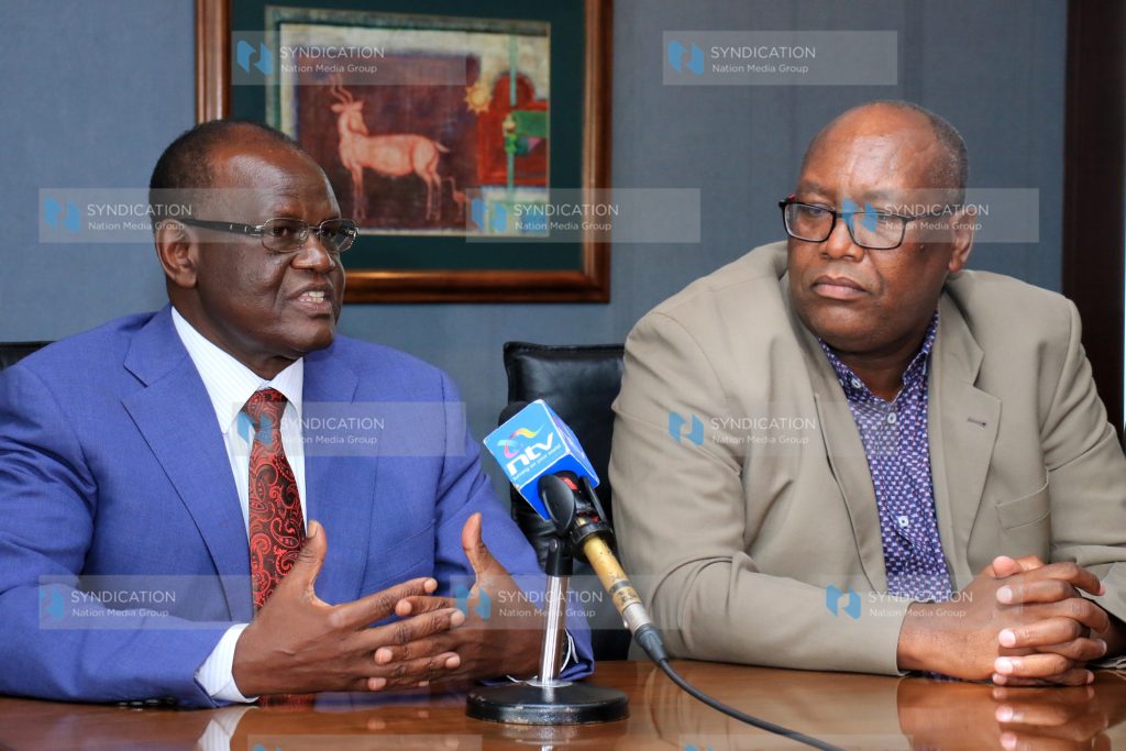 Nation Media Group [NMG] Chief Executive Officer Stephen Gitagama together with Meru Governor Kiraitu Murungi