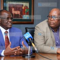 Nation Media Group [NMG] Chief Executive Officer Stephen Gitagama together with Meru Governor Kiraitu Murungi