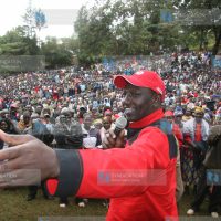 William Ruto addresses a 'No' rally at Kapsowar in Marakwet West Constituency