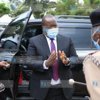 Interior Cabinet Secretary Dr. Fred Matiang'i arrives for memorial service