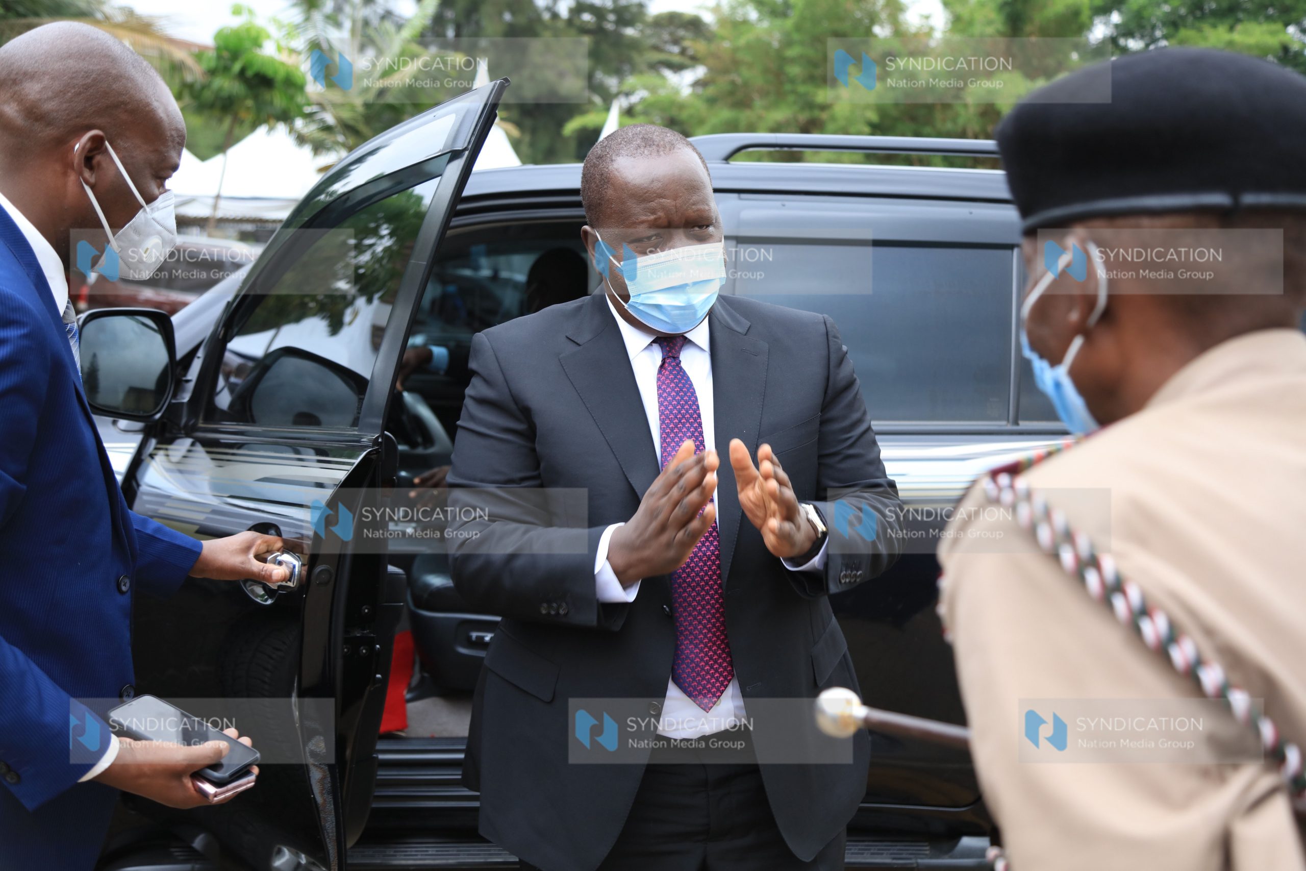 Interior Cabinet Secretary Dr. Fred Matiang’i arrives for memorial service