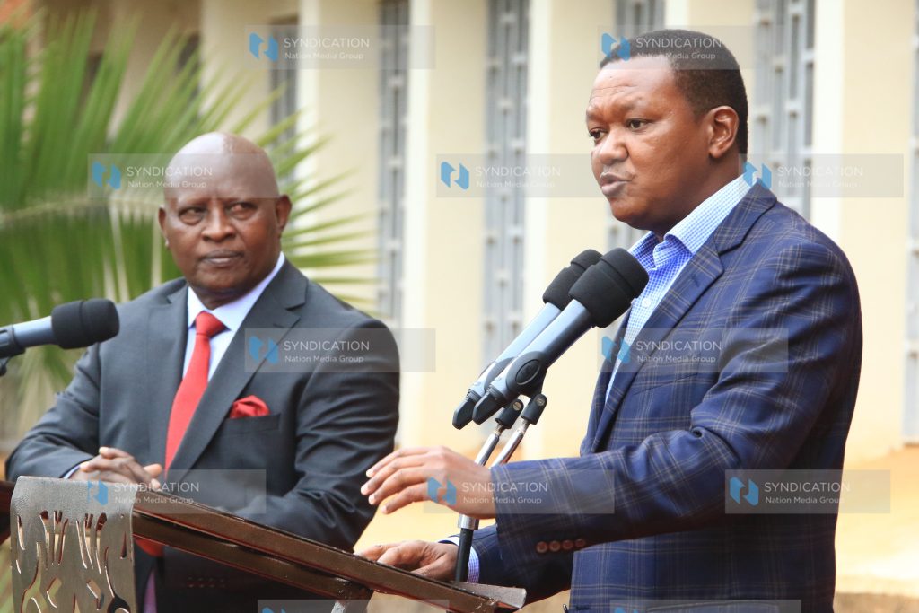 Machakos Governor Alfred Mutua addresses journalists