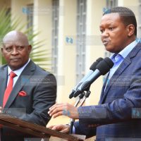 Machakos Governor Alfred Mutua addresses journalists
