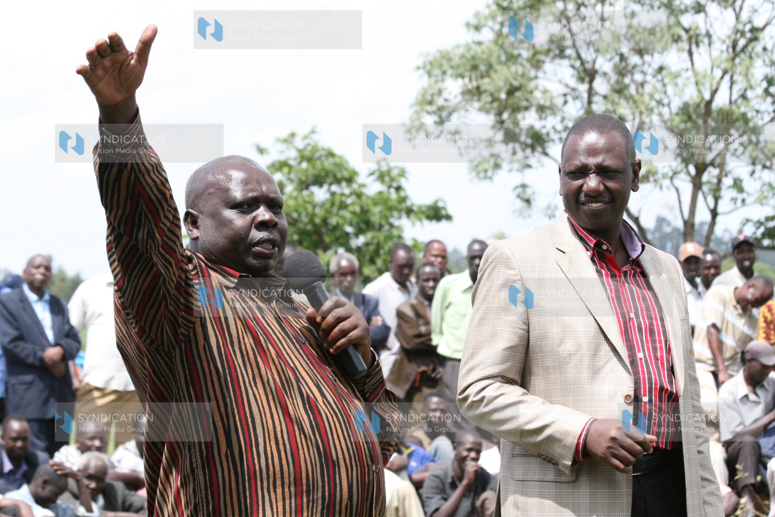 Suspended Higher Education Minister William Ruto accompanied by former Nominated MP Mark Too