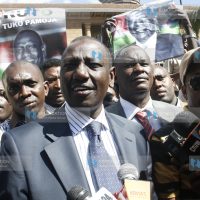 Suspended Agriculture minister William Ruto, flanked with members of Parliament