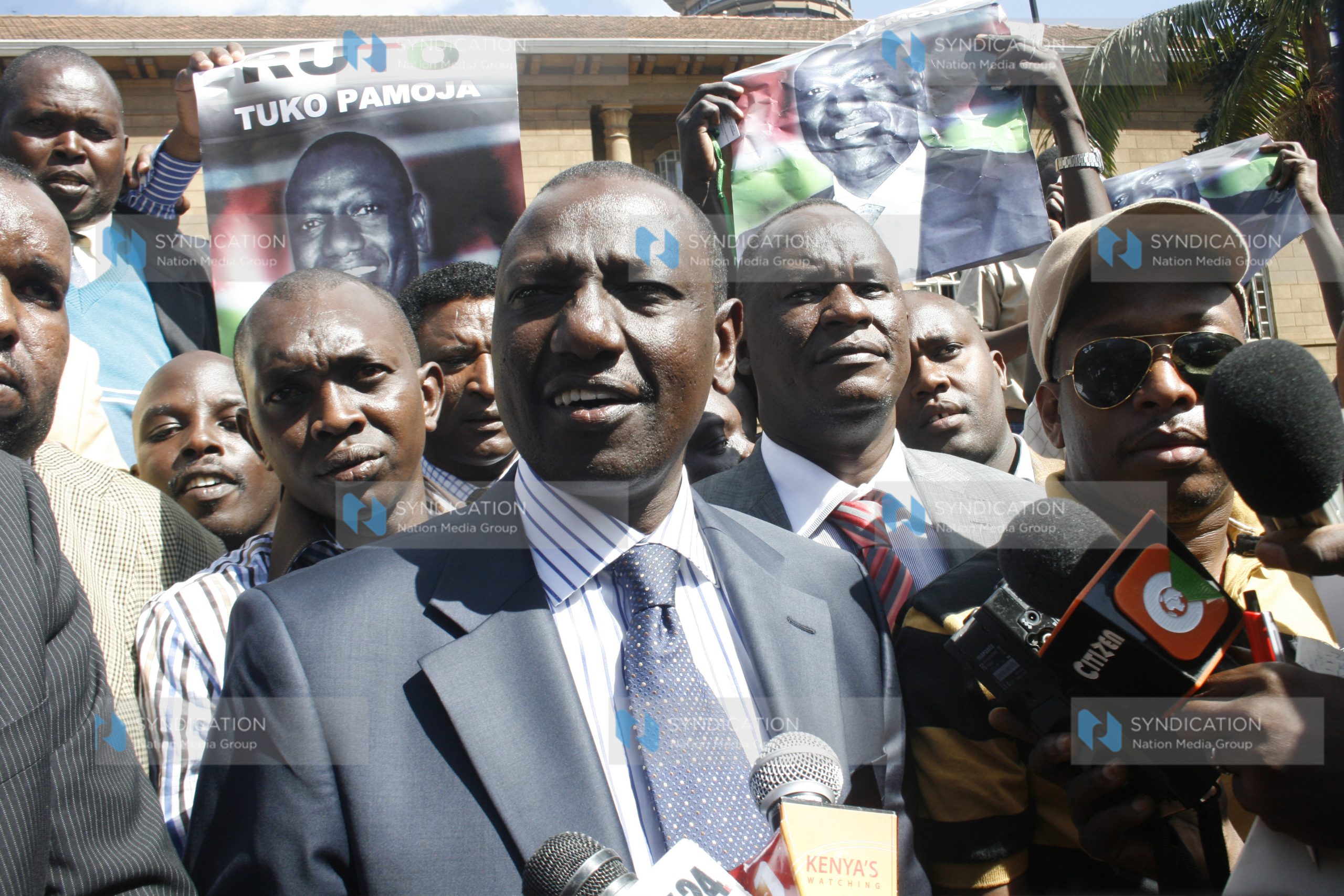 Suspended Agriculture minister William Ruto, flanked with members of Parliament