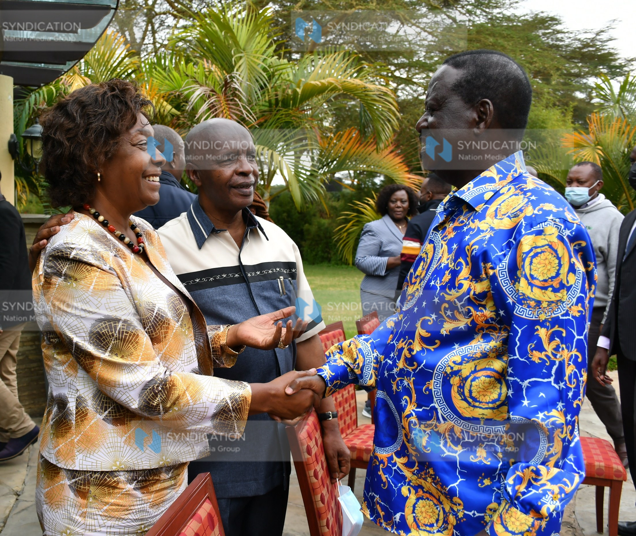 Raila Odinga (left) enjoys a light moment with Kitui Governor Charity Ngilu (centre)