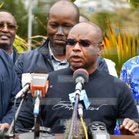 Kilifi governor Amason Kingi addresses the media