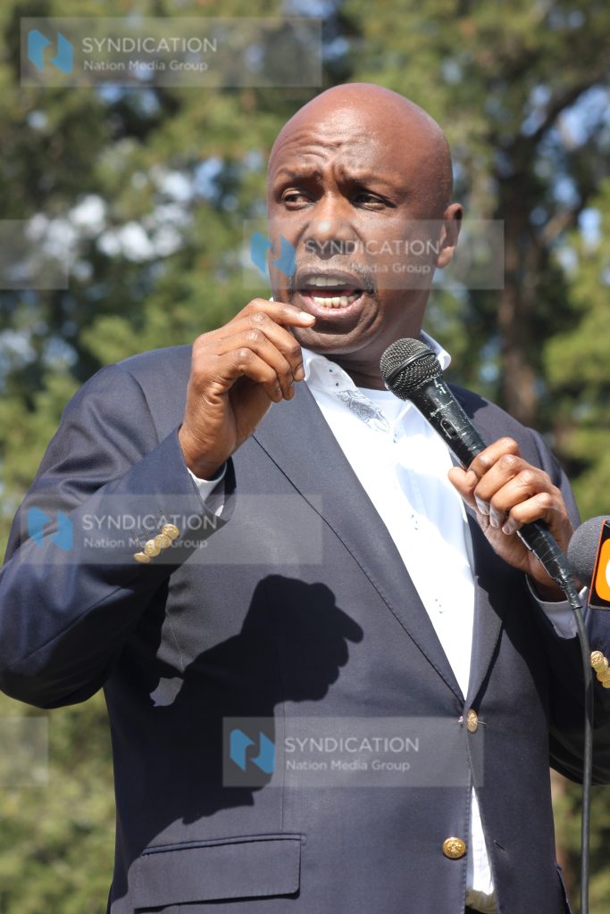 Baringo County Senator Gideon Moi speaks during a fundraiser
