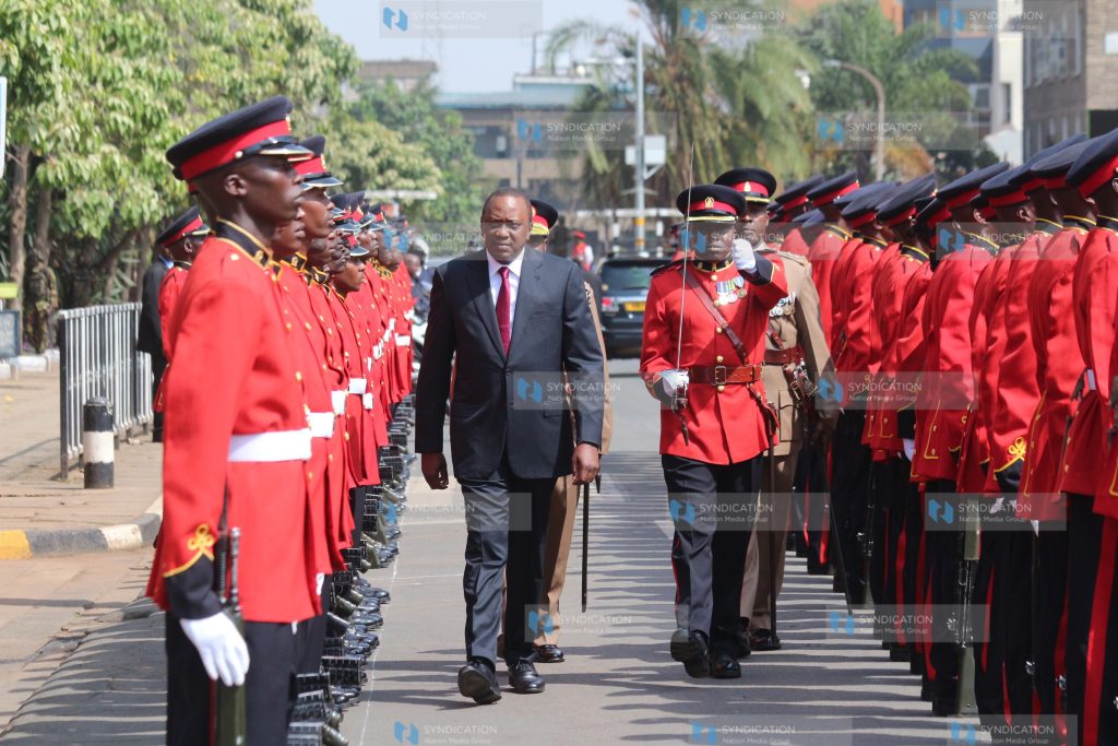 President Uhuru Kenyatta inspecting the guard of honour