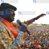 ODM leader Raila Odinga addresses a public rally