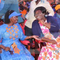Azimio la Umoja presidential running mate Martha Karua with Homa Bay Woman Rep Gladys Wanga