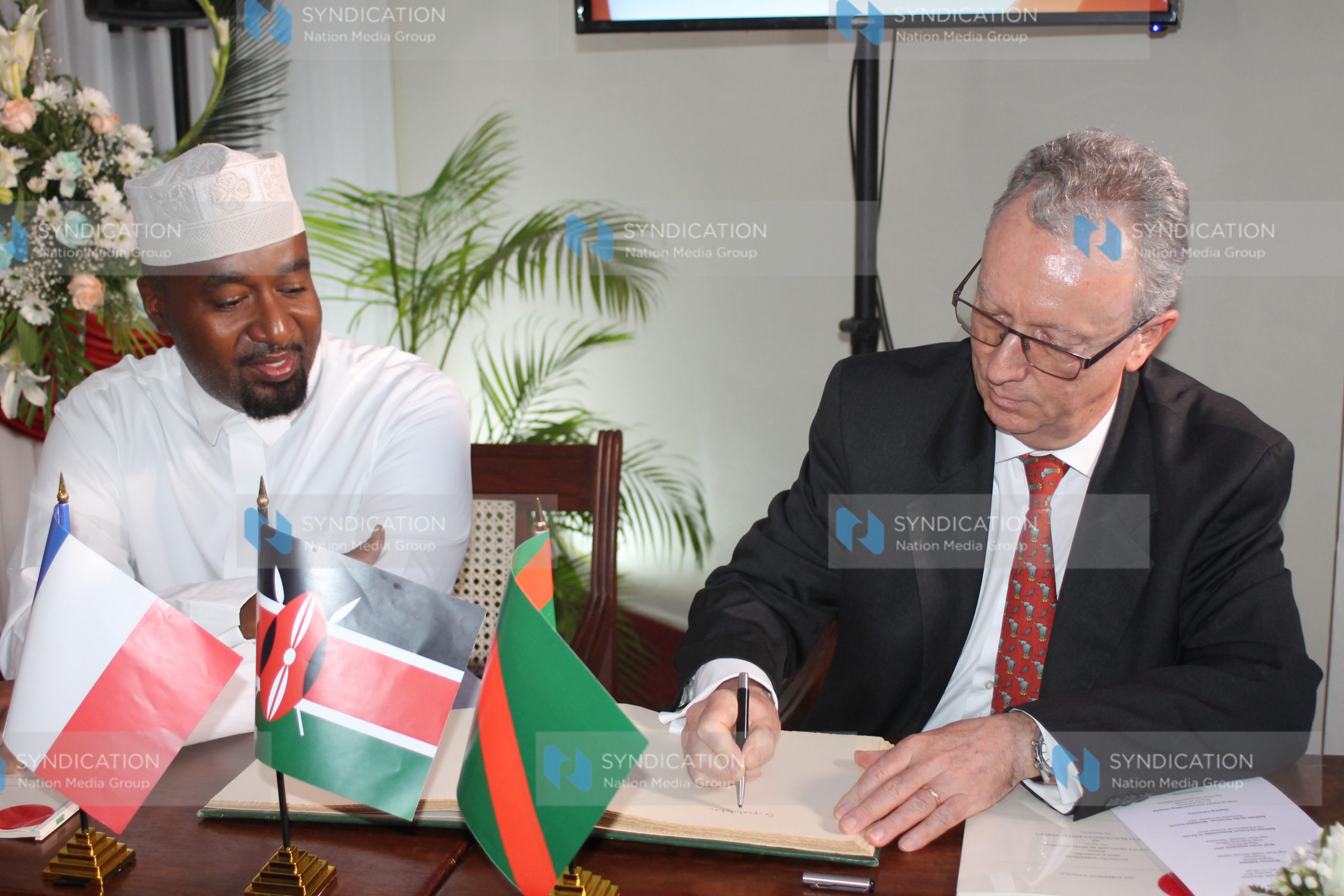 Mombasa Governor Hassan Joho and the new French Ambassador to Kenya Mr. Antoine Sivan