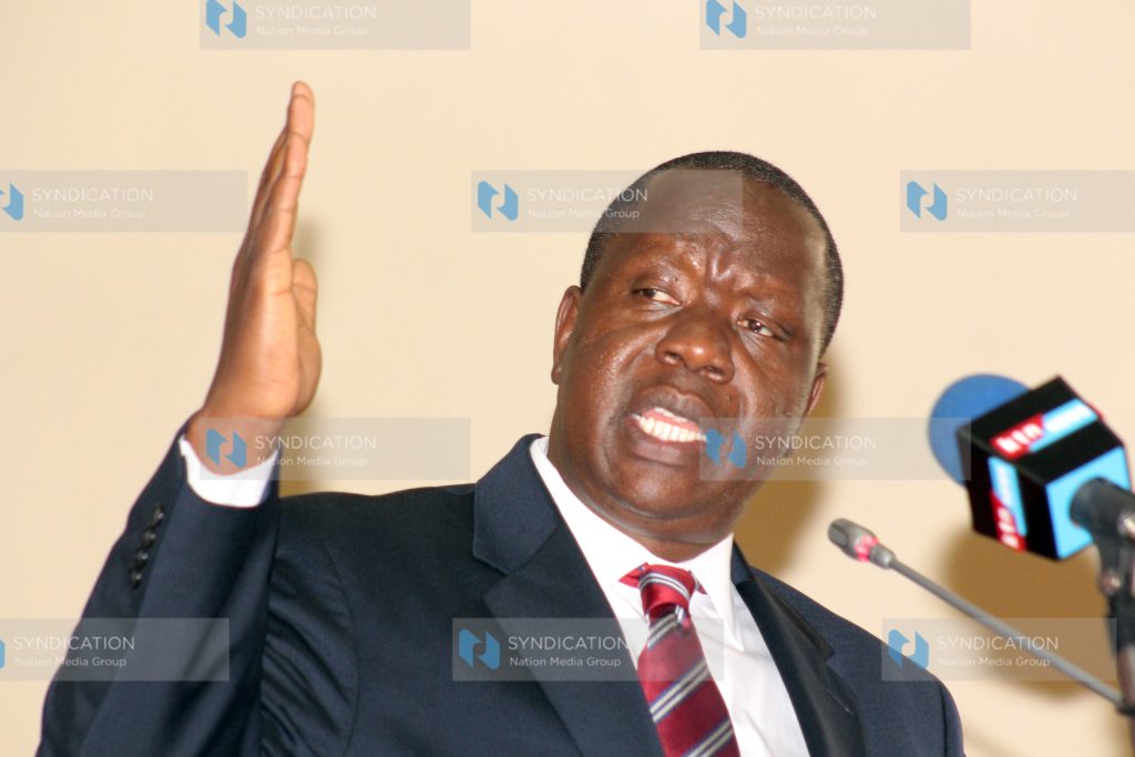 CS Fred Matiang'i during the release of KCPE at KICD