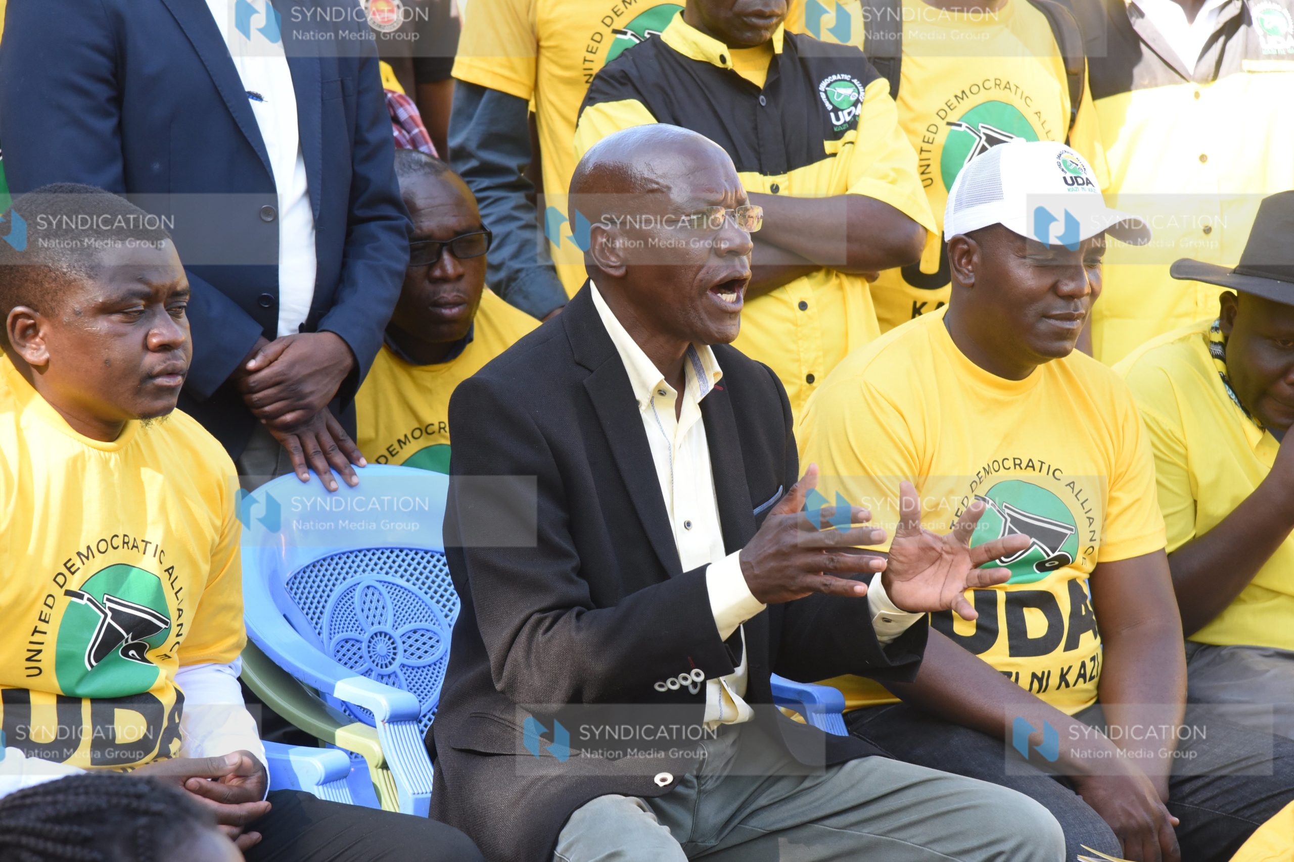 Former Kakamega Senator Boni Khalwale addresses a press conference