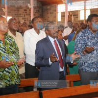 Wiper Leader Kalonzo Musyoka, DAP party Leader Eugene Wamalwa and former Kiambu Governor Ferdinand participate in a prayer