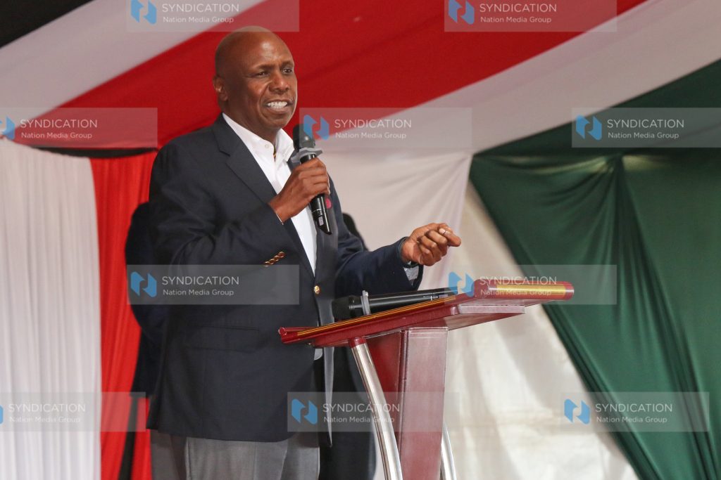 Party leader Gideon Moi addresses the public