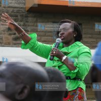 Martha Karua addressing people along Kirinyaga road